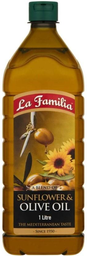 La Familia Sunflower & Olive Blended Oil Plastic Bottle (12 x 1 L)