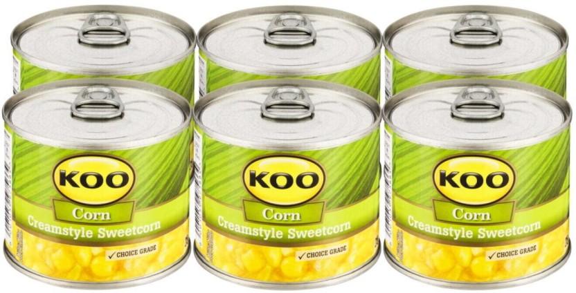 Koo Cream Style Sweet Corn Corn (215 g, Pack of 6)