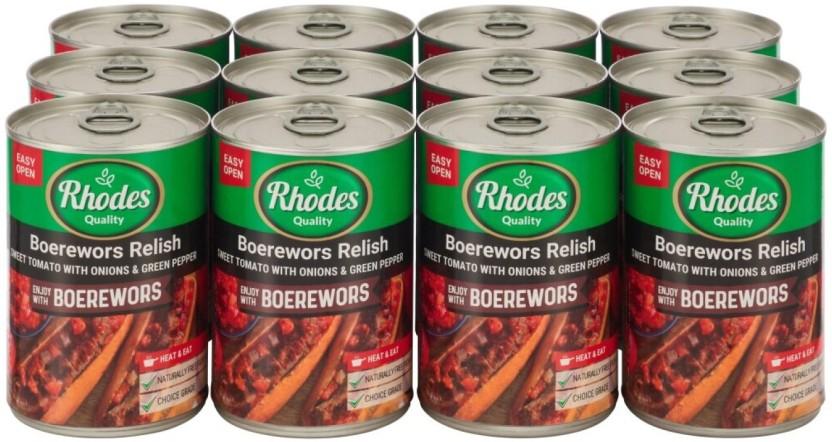 Rhodes Boerewors Relish Sweet Tomato with Onions & Green Pepper Vegetables (410 g, Pack of 12)