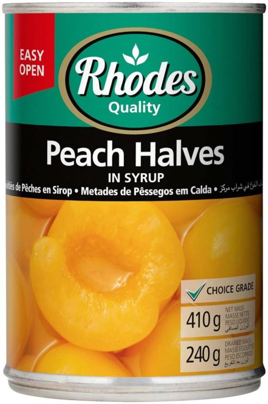 Rhodes Peach Halves in Syrup Fruits (410 g, Pack of 12)