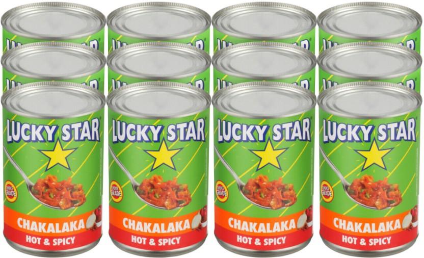 Lucky Star Chakalaka Hot & Spicy Vegetables (410 g, Pack of 12)