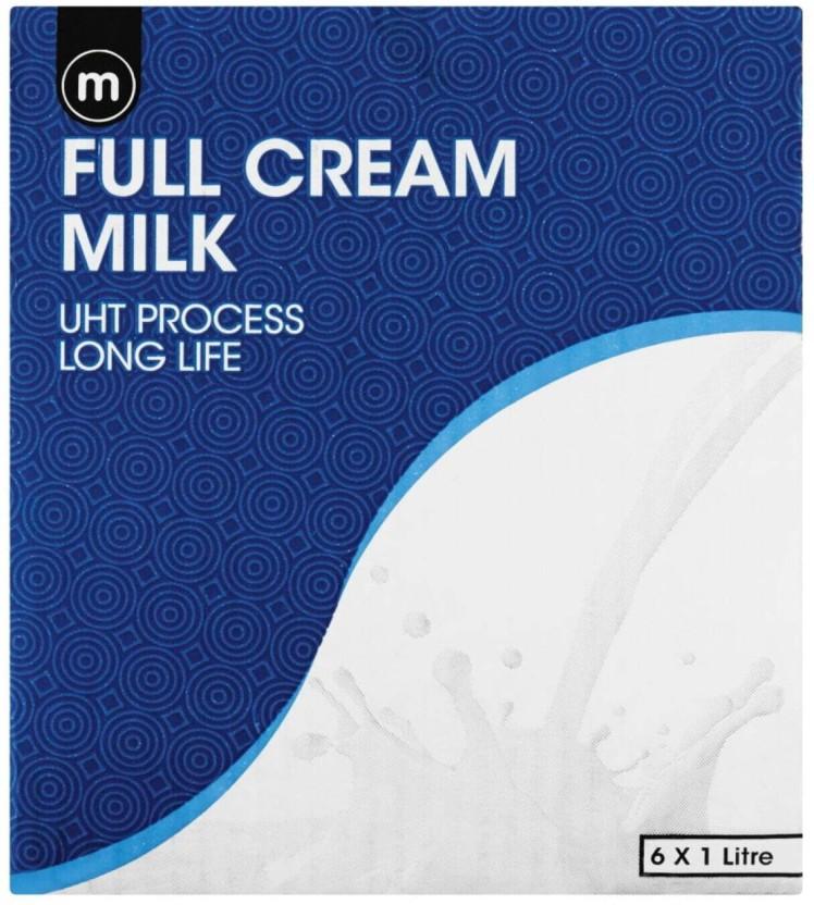 M Full Cream Milk - UHT Process Long Life, Plain Flavour (6 x 1 L)