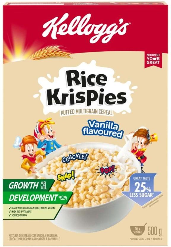 Kellogg's Rice Krispies Puffed Multigrain Cereal Vanilla Box (500 g)