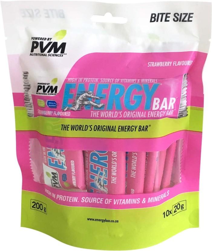 Pvm Bite Size Strawberry Flavoured Energy Bar Pouch (10 x 20 g)