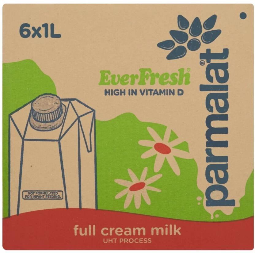 Parmalat Everfresh Full Cream Milk, Plain Flavour (6 x 1 L)