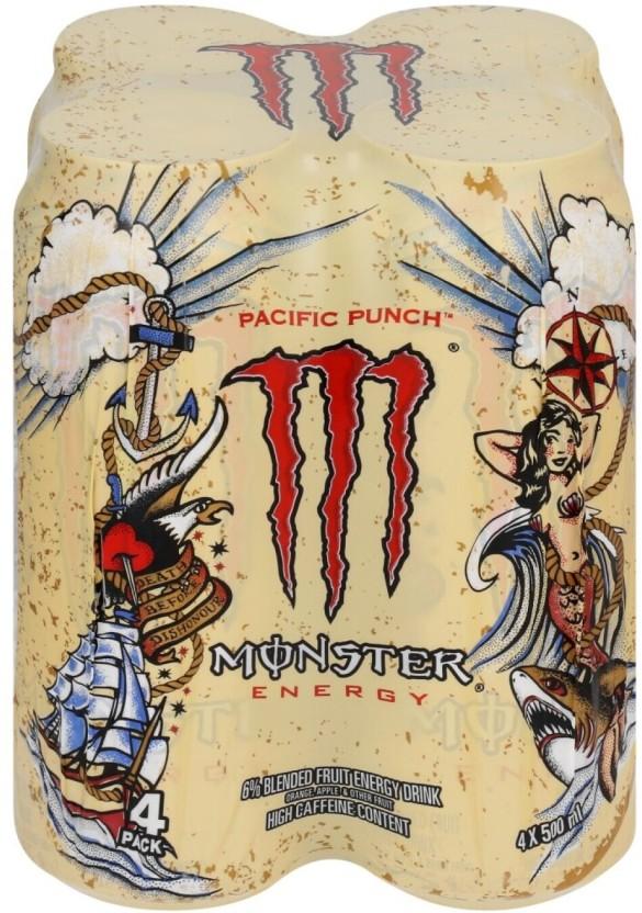 Monster Pacific Punch Energy Drink (Classic Fruit Punch Flavoured, 4 x 500 ml)
