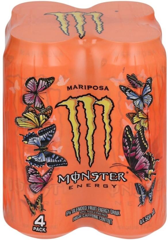 Monster Mariposa Energy Drink (Peach and Nectarine Flavoured, 4 x 500 ml)