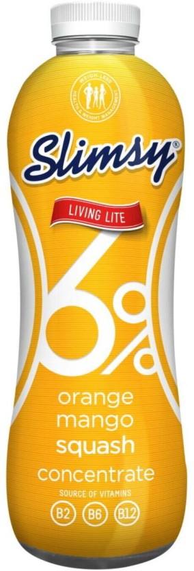 Slimsy SQUASH 1LT, ORANGE MANGO (1 L, Pack of 6)