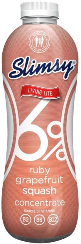 Slimsy SQUASH 1LT, RUBY GRAPEFRT (1 L, Pack of 6)