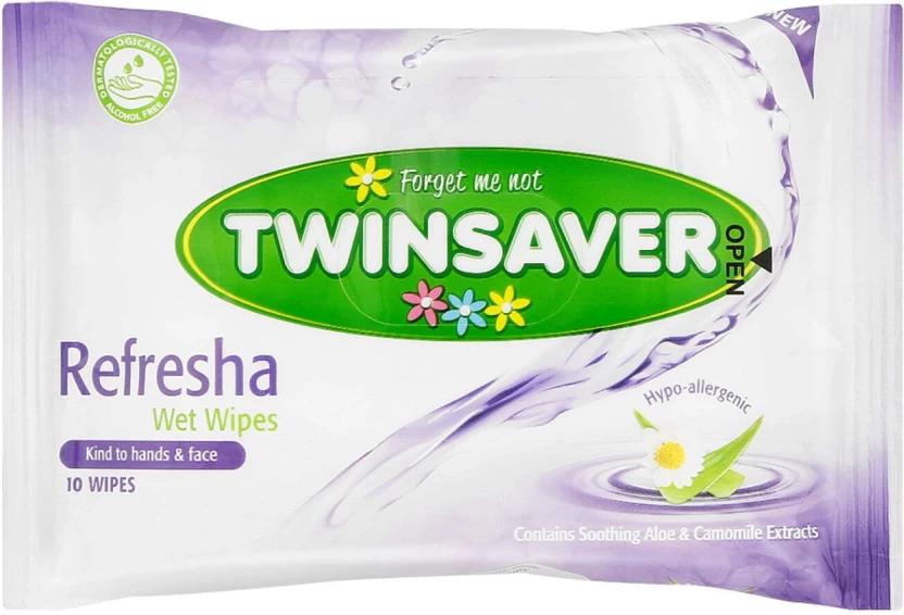 Twinsaver Refresha Wet (Pack of 16, 10 Wipes per Pack)