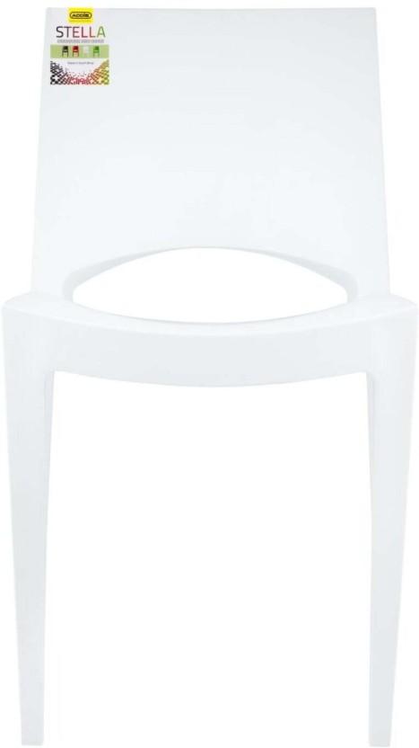 Addis Stella Plastic Stackable Chair (White, 1, Pre-assembled)