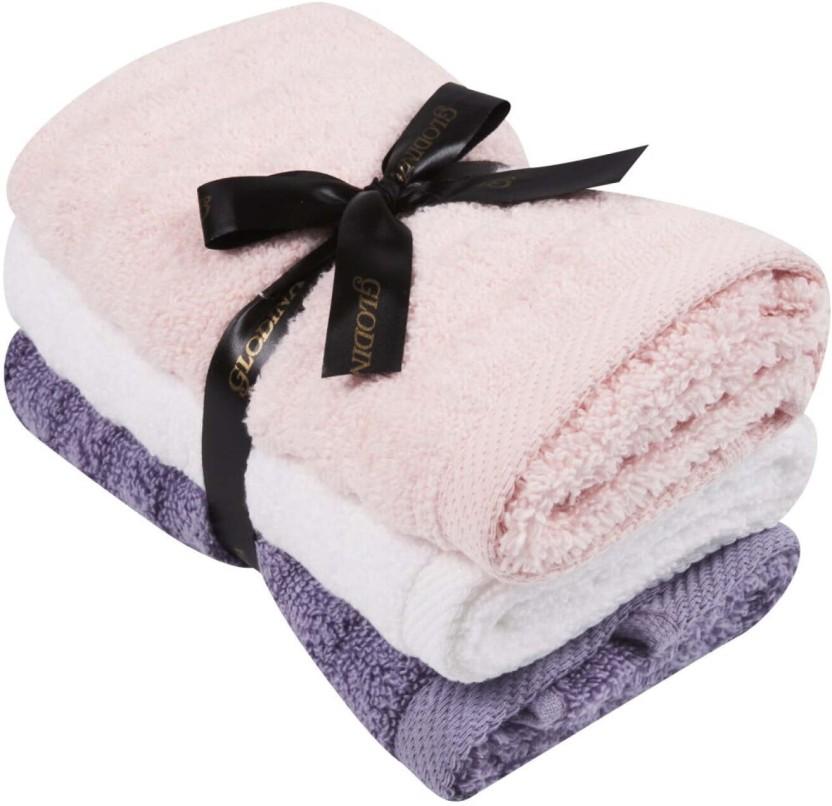 Glodina Onda Guest Towel Cotton Guest Towel Set (Pack of 3, Multicolour, 6.7 inch x 4.3 inch)