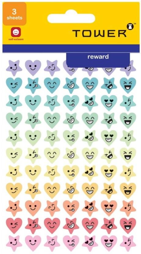 Tower 0.203 m Hearts And Stars Non-reusable Sticker (Pack of 1)