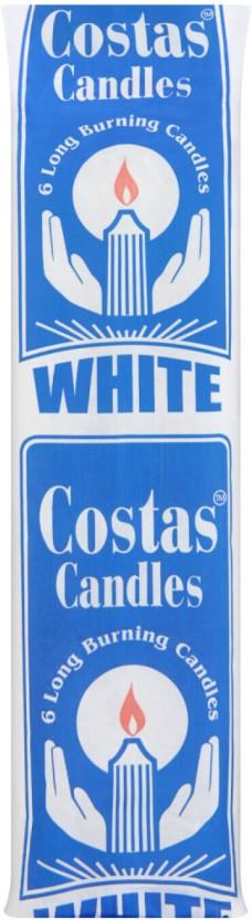 Costas Long Burning Candles (White, Pack of 1)