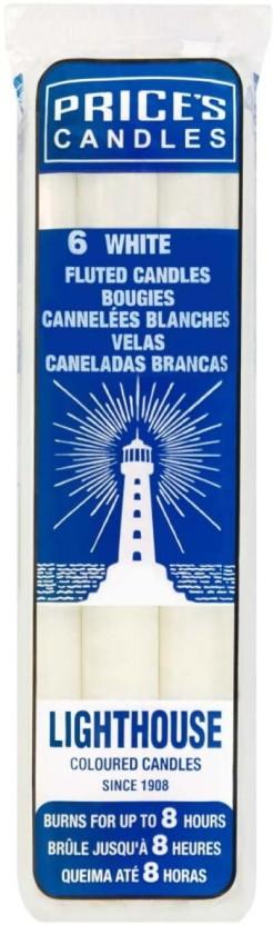 Price's Lighthouse White Candles (White, Pack of 12)