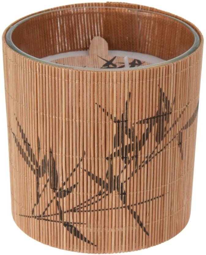 Excellent Houseware 11cm Onyx Candle with Bamboo Print (Brown, Pack of 1)