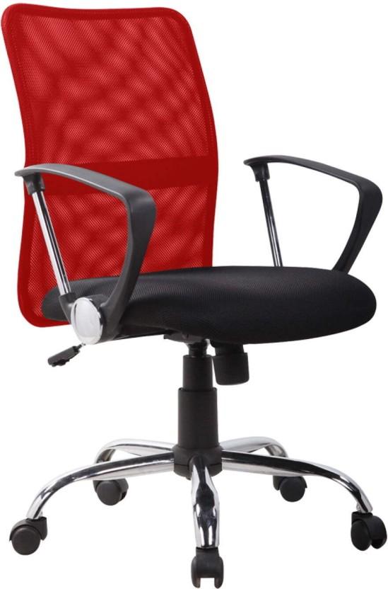 Essential Nordic Mid Back Chair (Black and Red, DIY(Do-It-Yourself))
