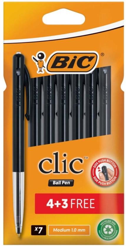 Bic Clic Ball Pen (Pack of 7, Black)
