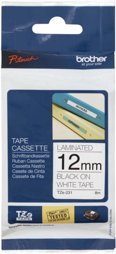Brother TZe-231 Black on White Laminated Tape Labeling Hand-held Adhesive Tape Tape (Manual) (Set of 1, Multicolour)