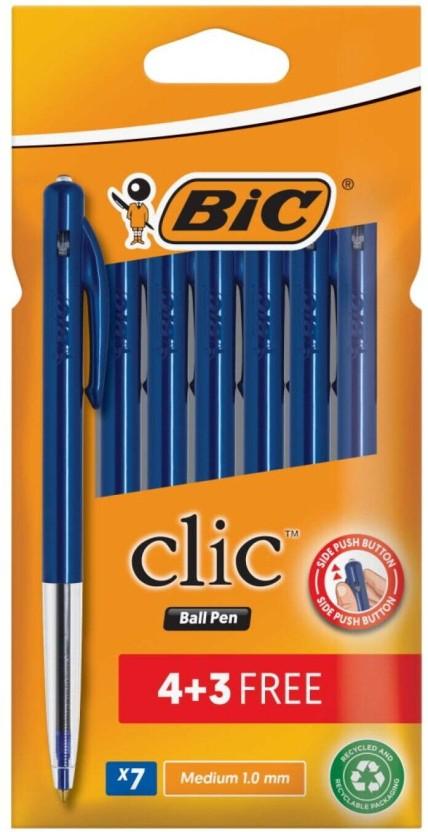 Bic Clic Ball Pen (Pack of 7, Blue)