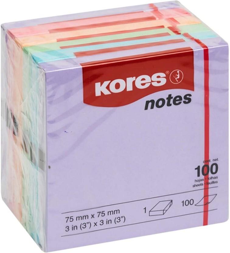 Kores 100 Sheets Sticky Notes, 6 Colours (Set Of 100, Multi)