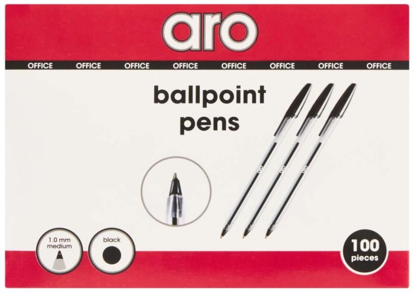Aro Office Ball Pen (Pack of 100, Black)