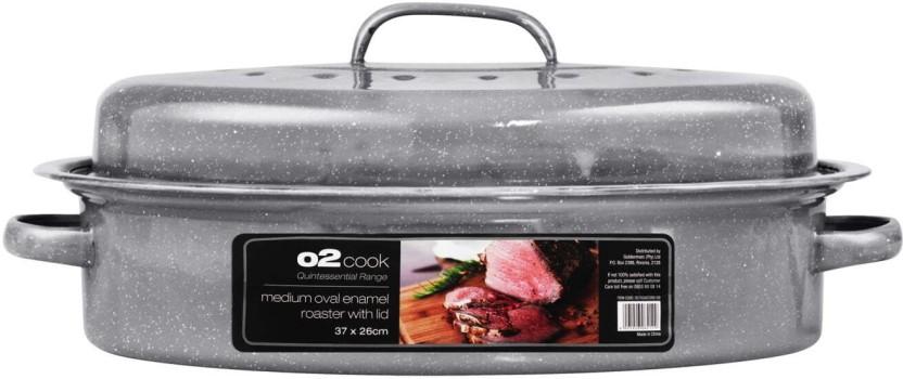 O2 Enamel Roaster With Lid Tope with Lid 50 L capacity (Aluminium, Induction Bottom)