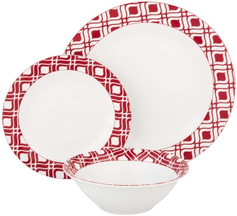 Porcelain 12 Pieces Crimson Dinner Set