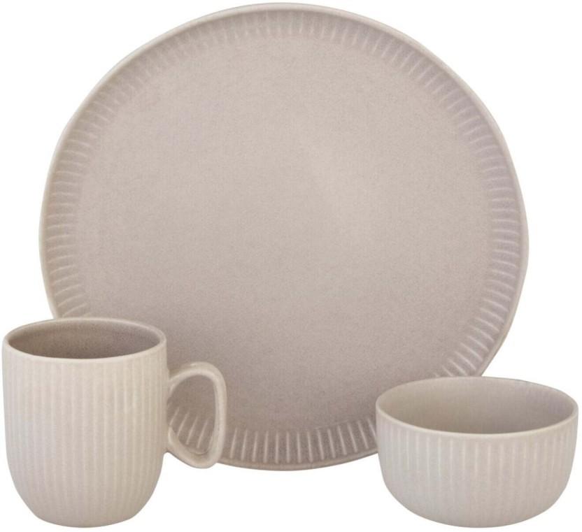 No Brand Stoneware Amelia Dinner Set 12pc Taupe Dinner Set (Microwave Safe)