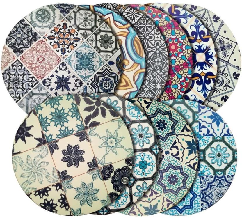 Villa Alegre Round Reversible Ceramic Coaster Set (Pack of 1)
