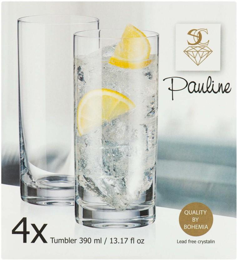 Pauline (Pack of 4) GLCC05 Water/Juice Glass Set (390 ml, Clear)