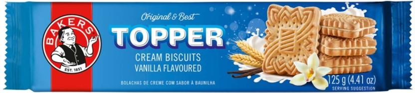 Bakers Topper Vanilla Flavoured Biscuits Cream Filled Biscuit (125 g, Pack of 12)