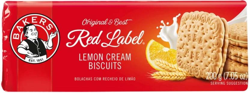 Bakers Red Label Lemon Cream Biscuits Cream Filled Biscuit (200 g, Pack of 12)