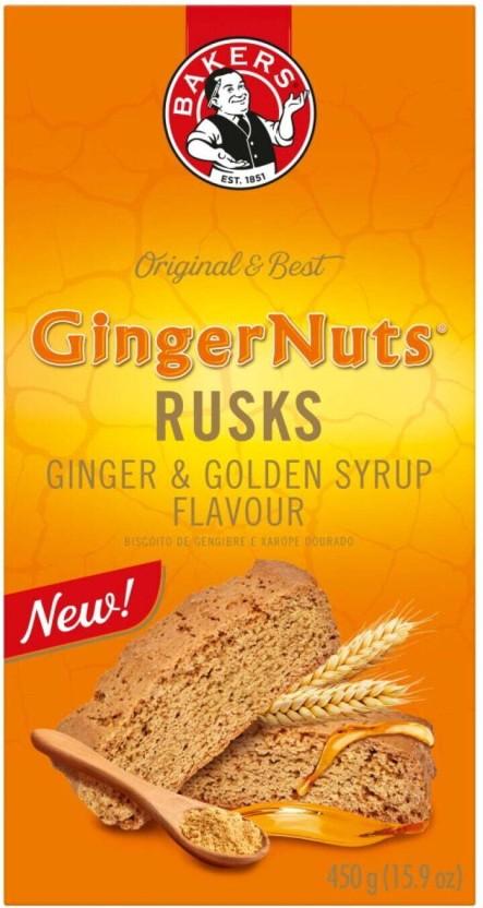 Bakers Rusk Ginger Nuts GINGER flavoured Milk Rusk (12 x 450 g)