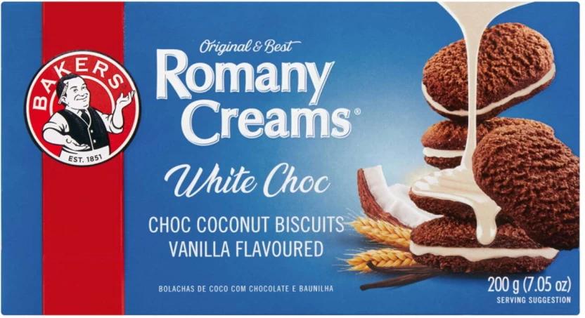 Bakers Romany Creams White Choc Coconut Biscuit Cream Filled Biscuit (2400 g, Pack of 12)