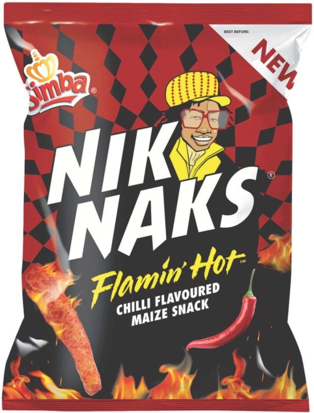 Simba Nik Naks Flamin Hot Chilli Flavoured Maize Snack Puffcorn (1 x 135 g)