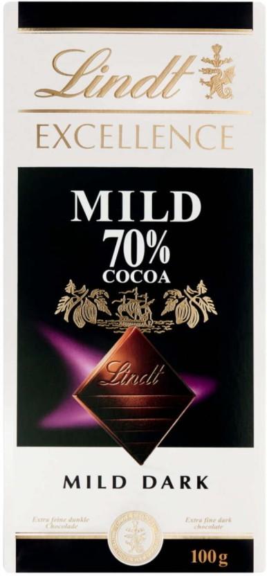 Lindt Excellence 70% Cocoa Mild Dark Dark Chocolate Slabs (100 g)