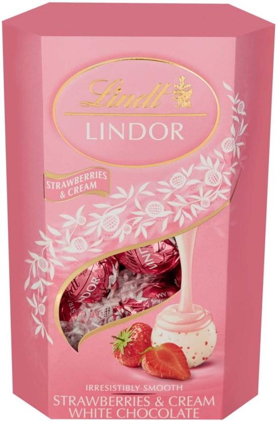 Lindt Lindor Irresistibly Smooth Strawberries and Cream White Chocolate Milk Chocolate Bars (200 g)
