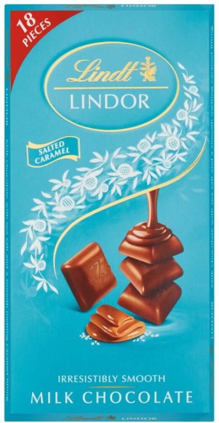 Lindt Lindor Irresistibly Smooth Salted Caramel Milk Chocolate Milk Chocolate Slabs (100 g)