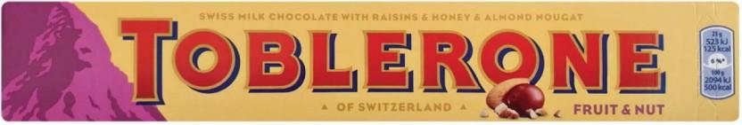 Toblerone Swiss Milk Chocolate Raisins Honey Almond Nougat Fruit and Nuts Chocolate Slabs (20 x 100 g)