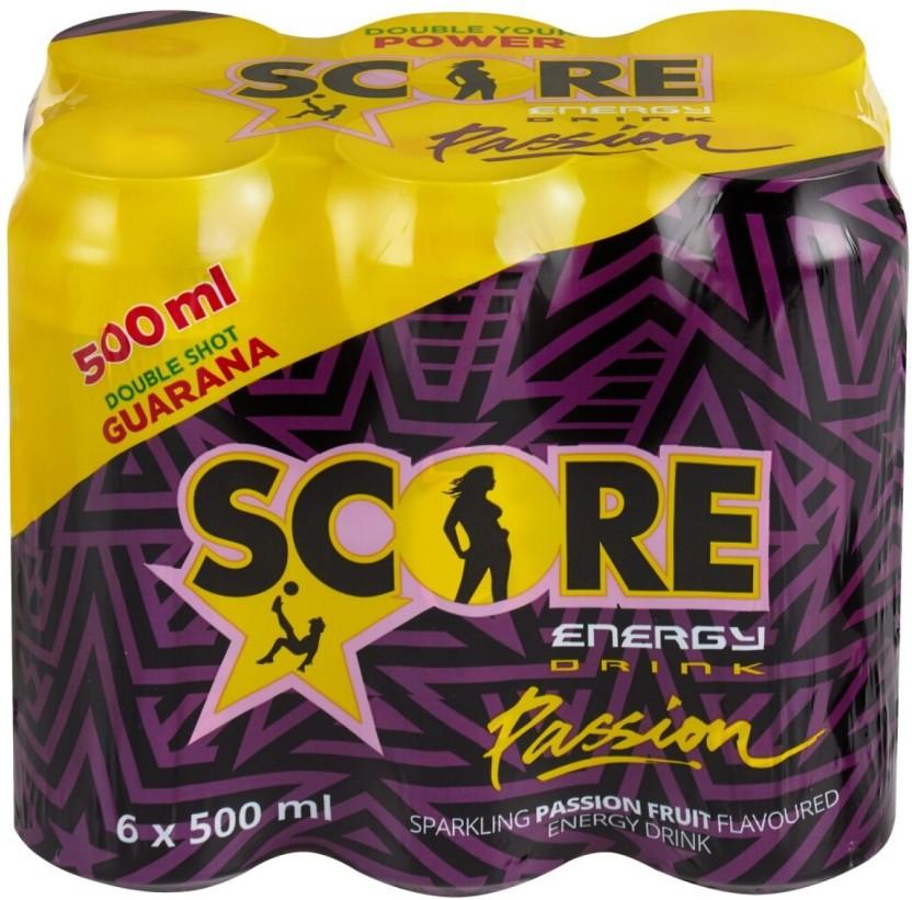 Score Sparkling Passion Fruit Flavoured Energy Drink (Passion Fruit Flavoured, 6 x 500 ml)
