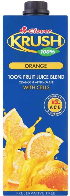 Clover Krush Orange 100% Fruit Juice Blend (1 L)