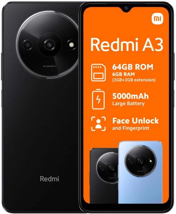 Xiaomi 64GB Redmi A3 DS BLACK (Black, 64 GB) (4 GB RAM)