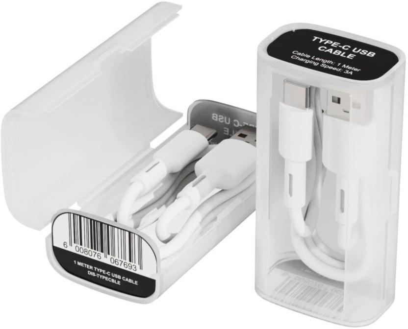 Loopd USB Type A To USB Type C 1 m Type C USB Cable (Compatible with Mobile, Tablet, White, One Cable)