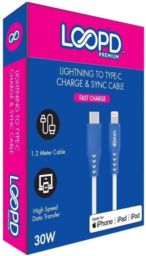 Body Glove USB Type C To Lightning 1.2 m MFI to Type C Cable (Compatible with Mobile, Tablet, Blue, One Cable)