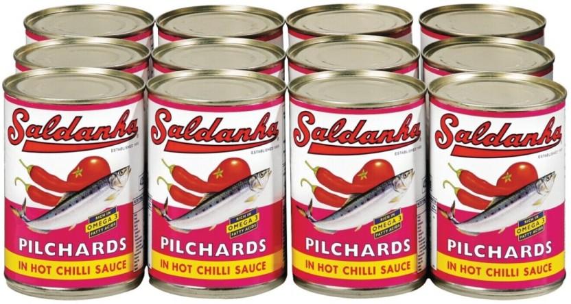 Saldanha Pilchards in Hot Chilli Sauce Sea Foods (400 g, Pack of 12)