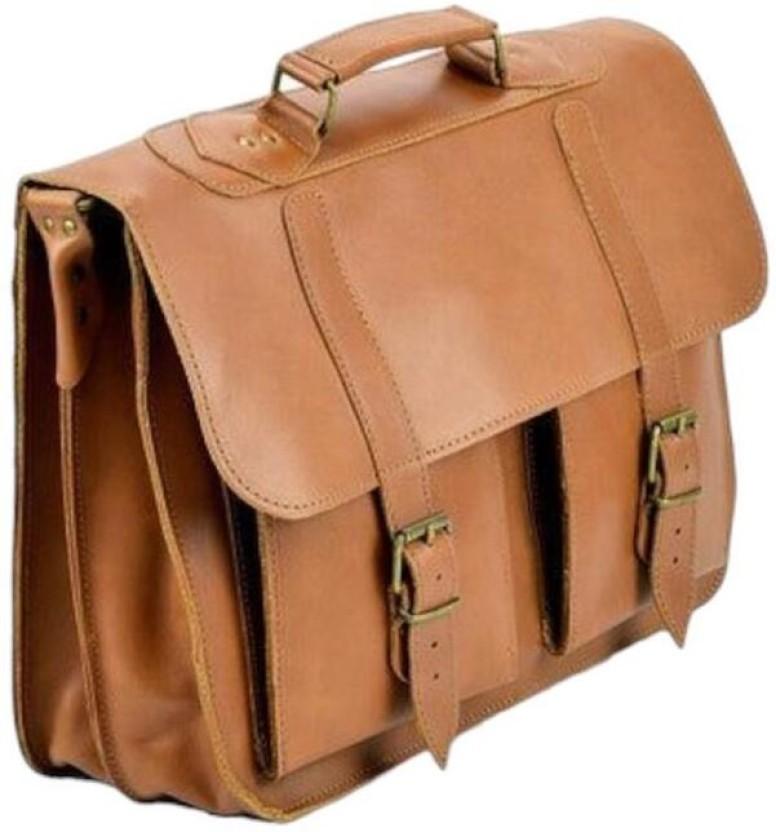 Lebocode Vintage Leather Messenger Bag Messenger Bag (Brown, 15 L)