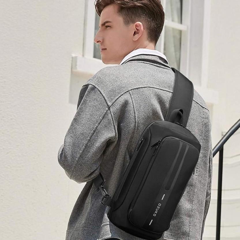P. Concepts Crossbody Sling Bag with USB Charging Port Black Waterproof Backpack (Black, 17 L)