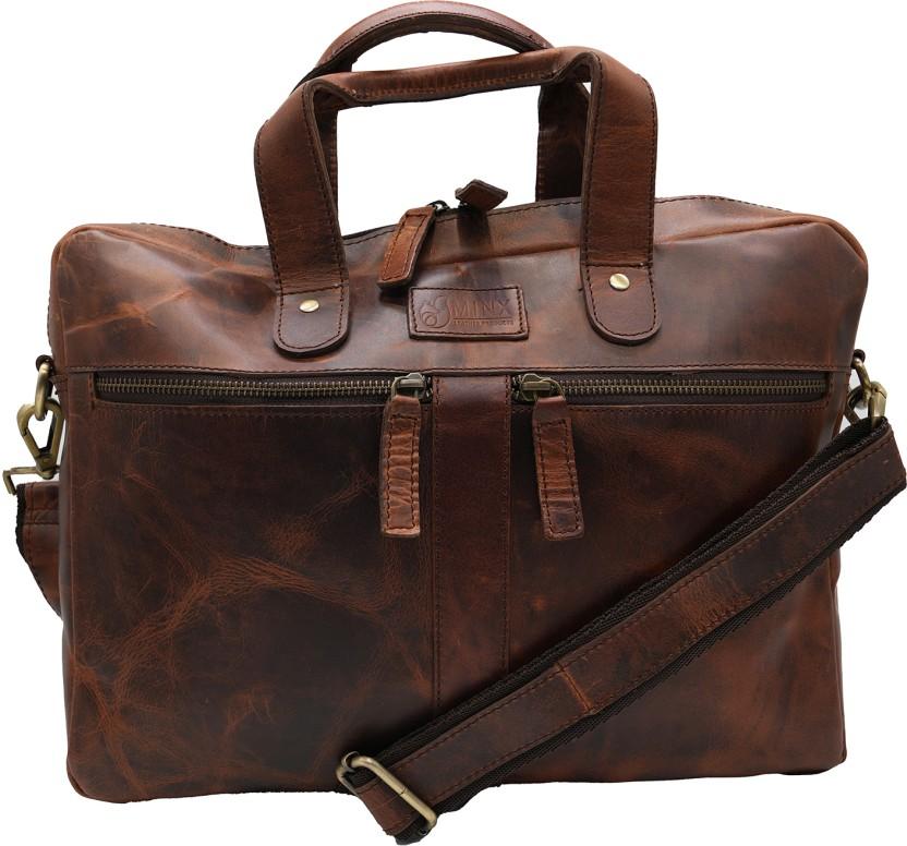 minx Santorini Slim Laptop Bag Messenger Bag (Brown, 1.8 L)