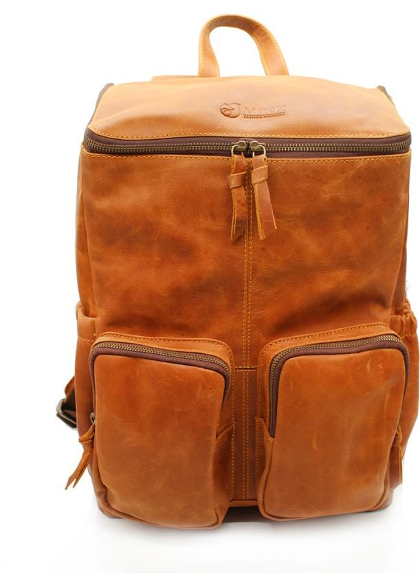 Minx Genuine Leather Luna Nappy Backpack Backpack (Brown, 18.7 L)